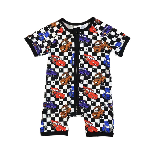 Checkered Cars Bamboo Shorties