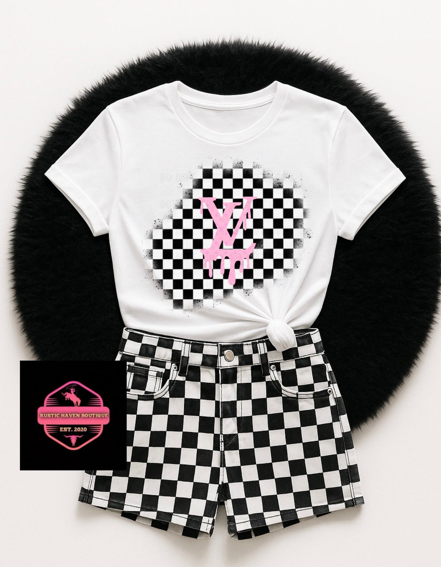 Checkered Boujee Tee