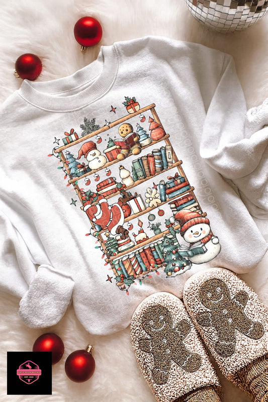 Christmas Bookshelf Tee & Sweatshirt