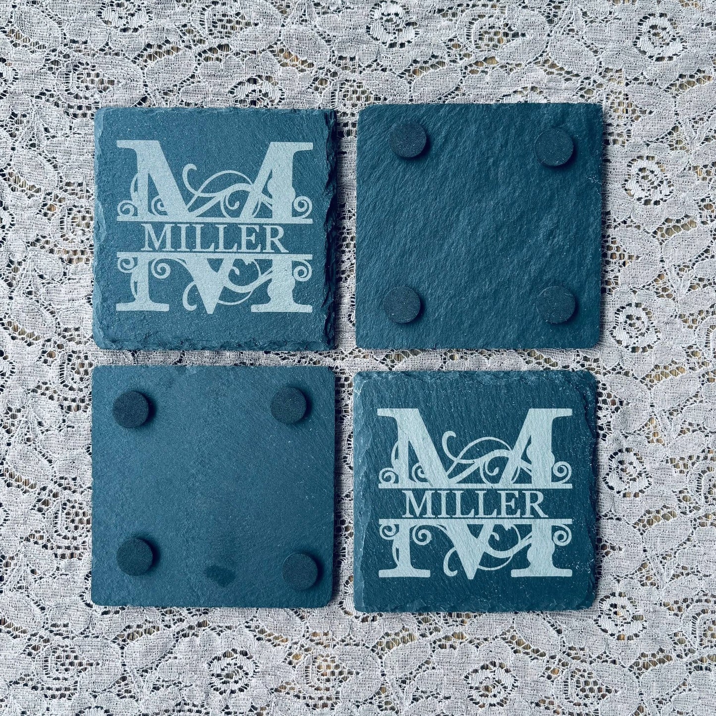 Engraved Square Slate Coasters
