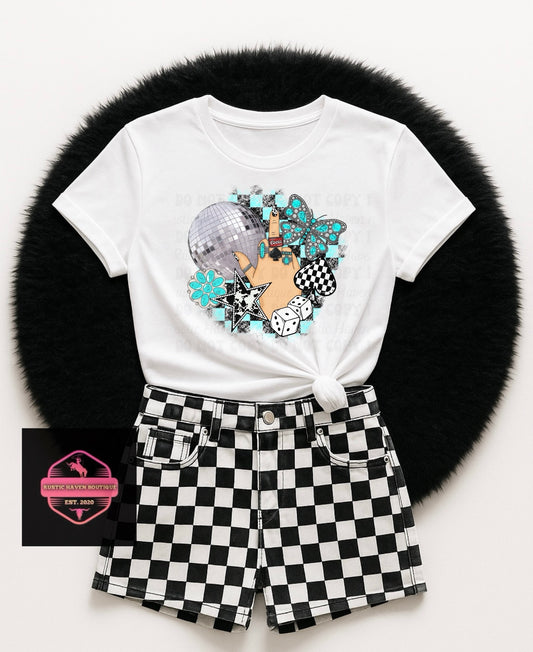 Turquoise Western Collage Tee