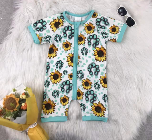 Sunflowers & Turquoise Bamboo Shorties