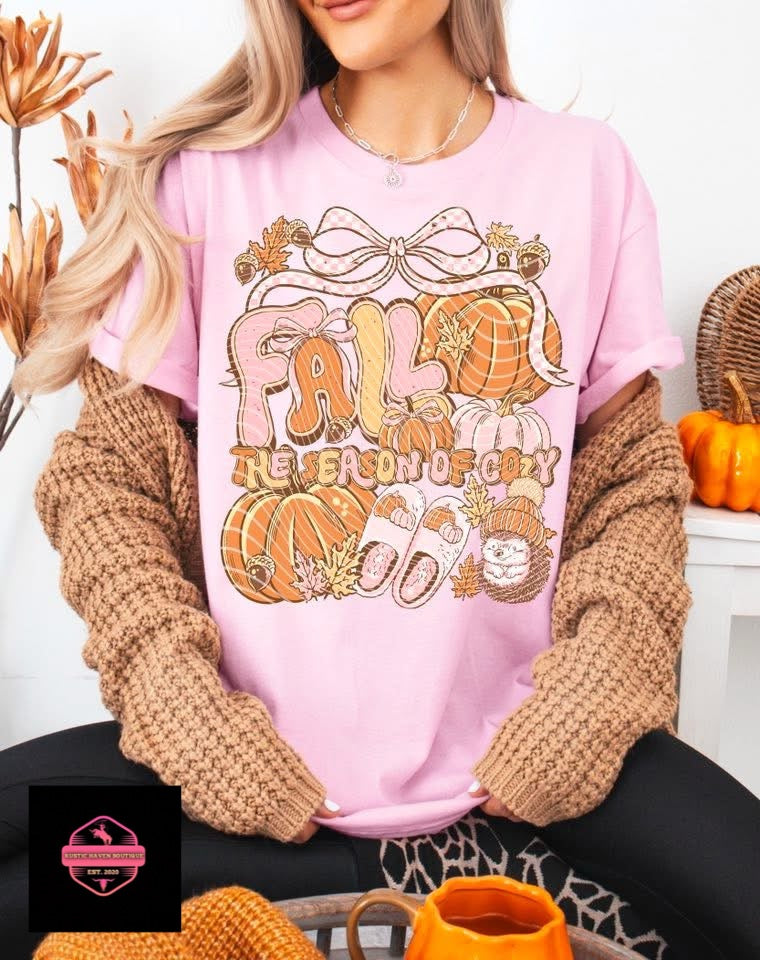 Fall The Season of Cozy T-Shirt | Autumn Graphic Tee