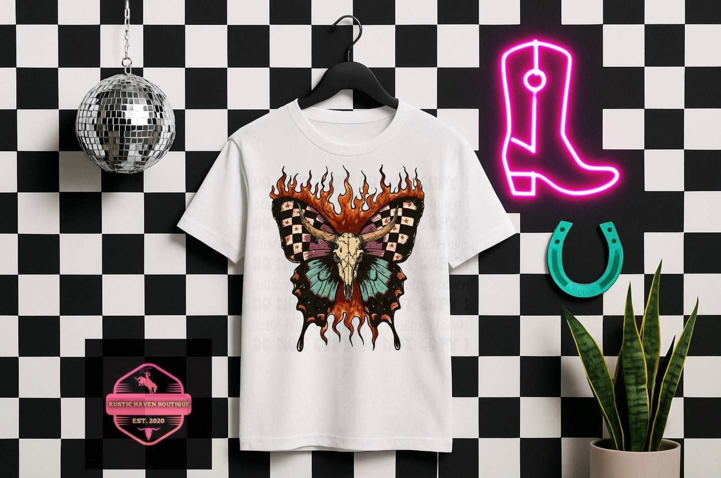 Checkered Butterfly Youth Tee