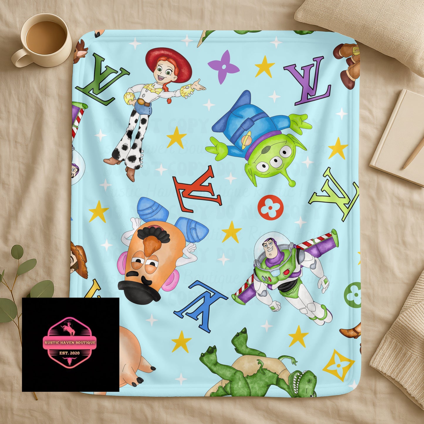Space Cowboy & Friends Adventure Blanket | Colorful Cartoon Toy-Inspired Throw