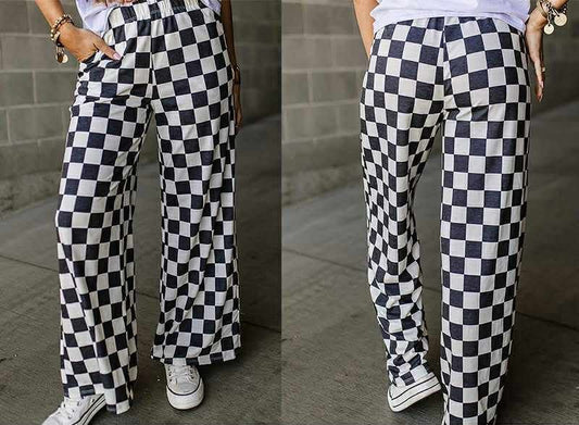 Checkered Wide Leg Pants
