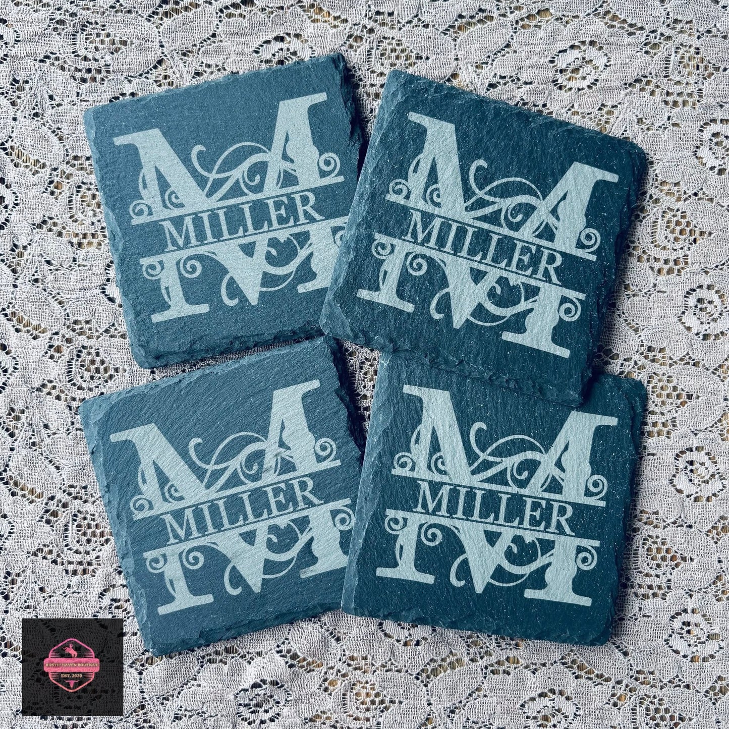 Engraved Square Slate Coasters