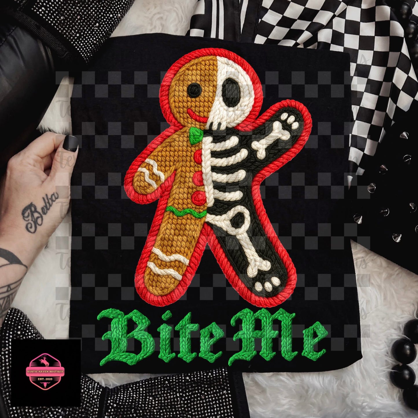 Bite Me Skeleton Gingerbread Tee & Sweatshirt