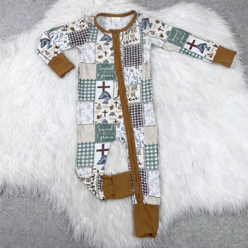 Saved By Grace Patchwork Bamboo Onesie