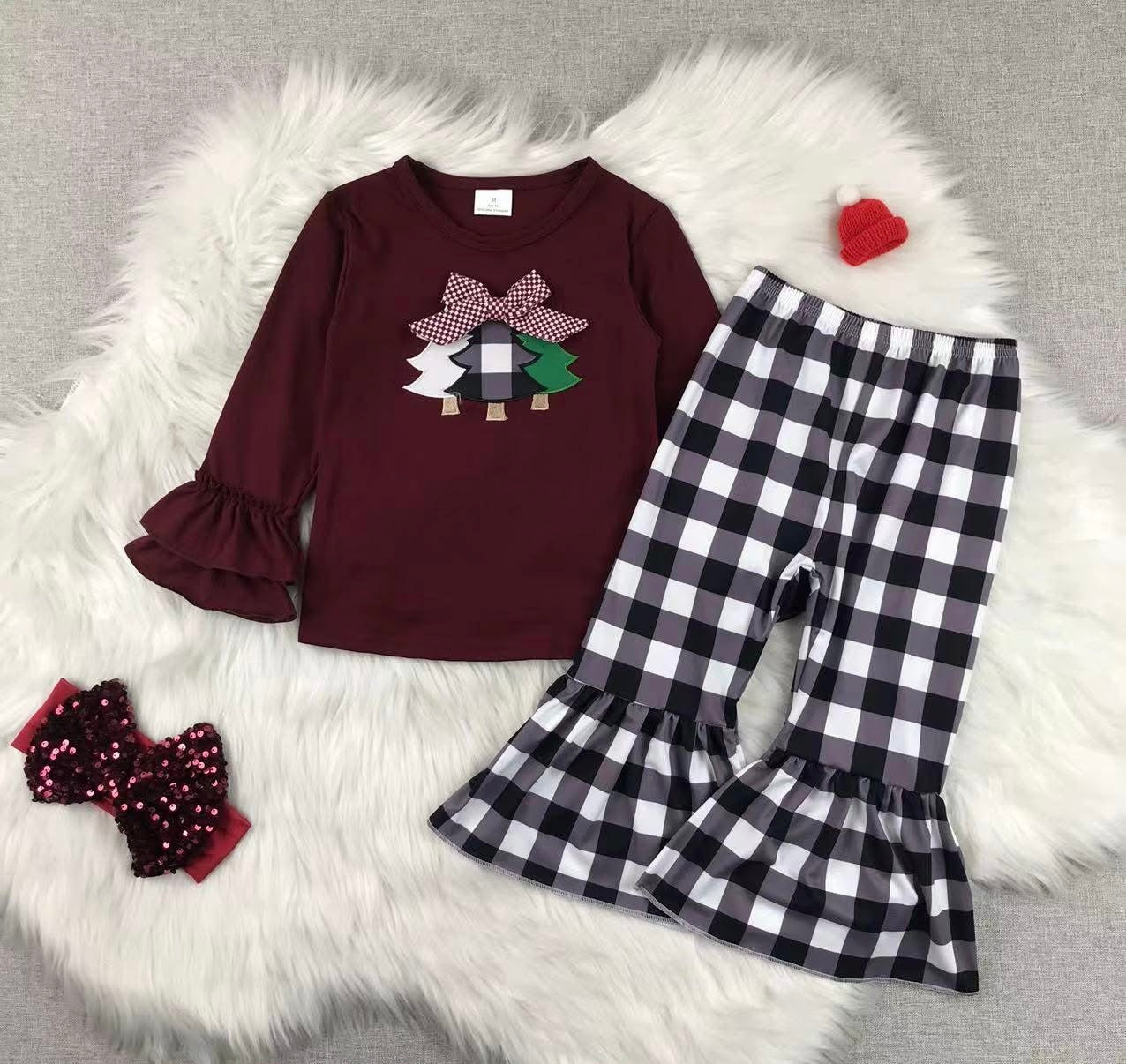 Black Plaid Christmas Tree Set
