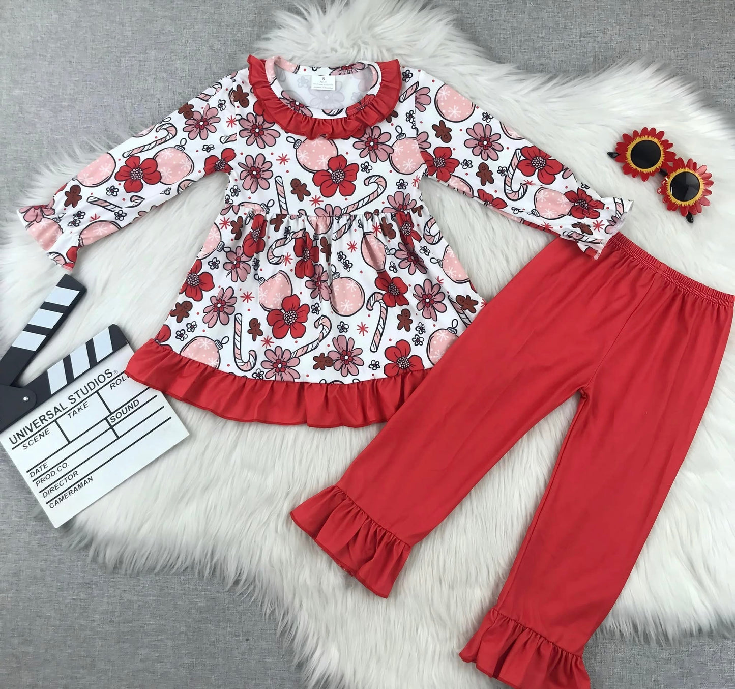 Red Christmas Pants Set