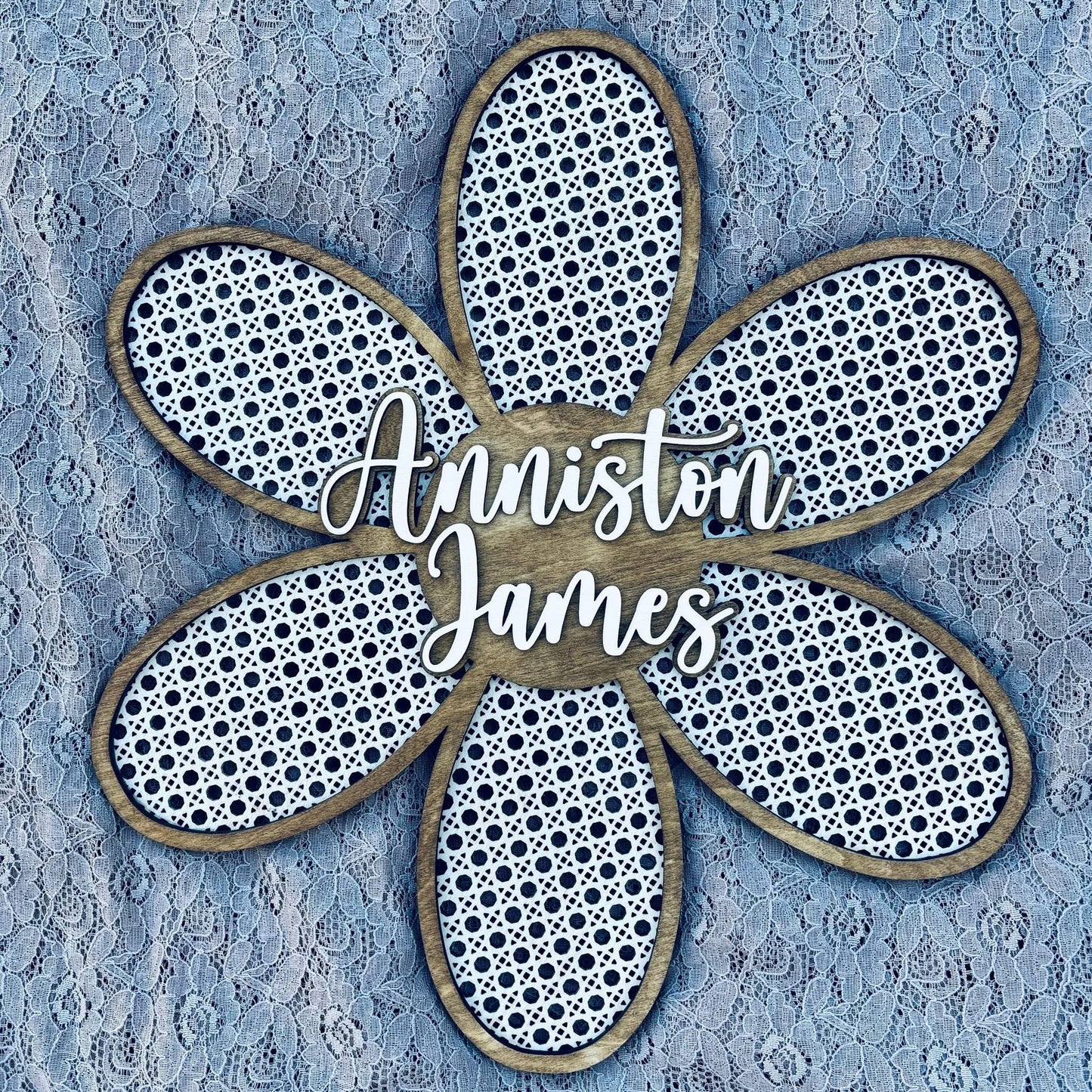 Personalized Rattan Inspired Daisy