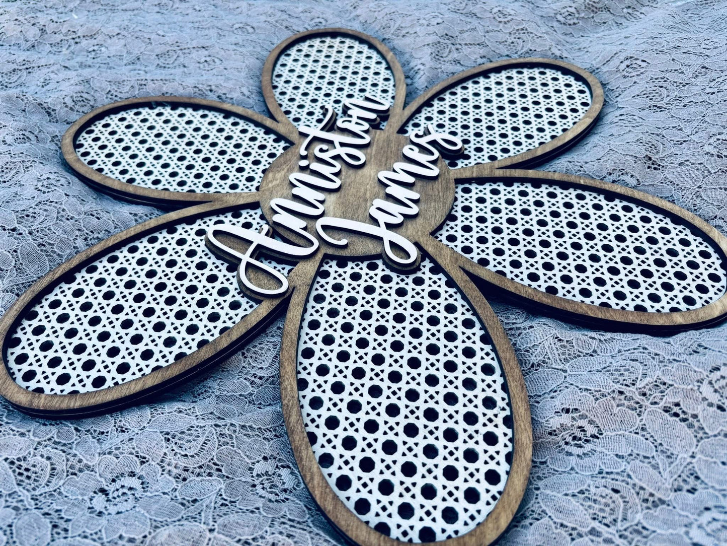 Personalized Rattan Inspired Daisy
