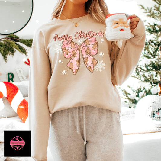 Merry Christmas Bow Tee & Sweatshirt