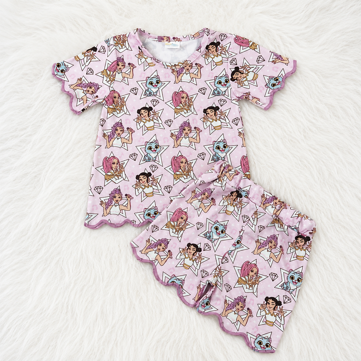 Pink K-pop Short Set
