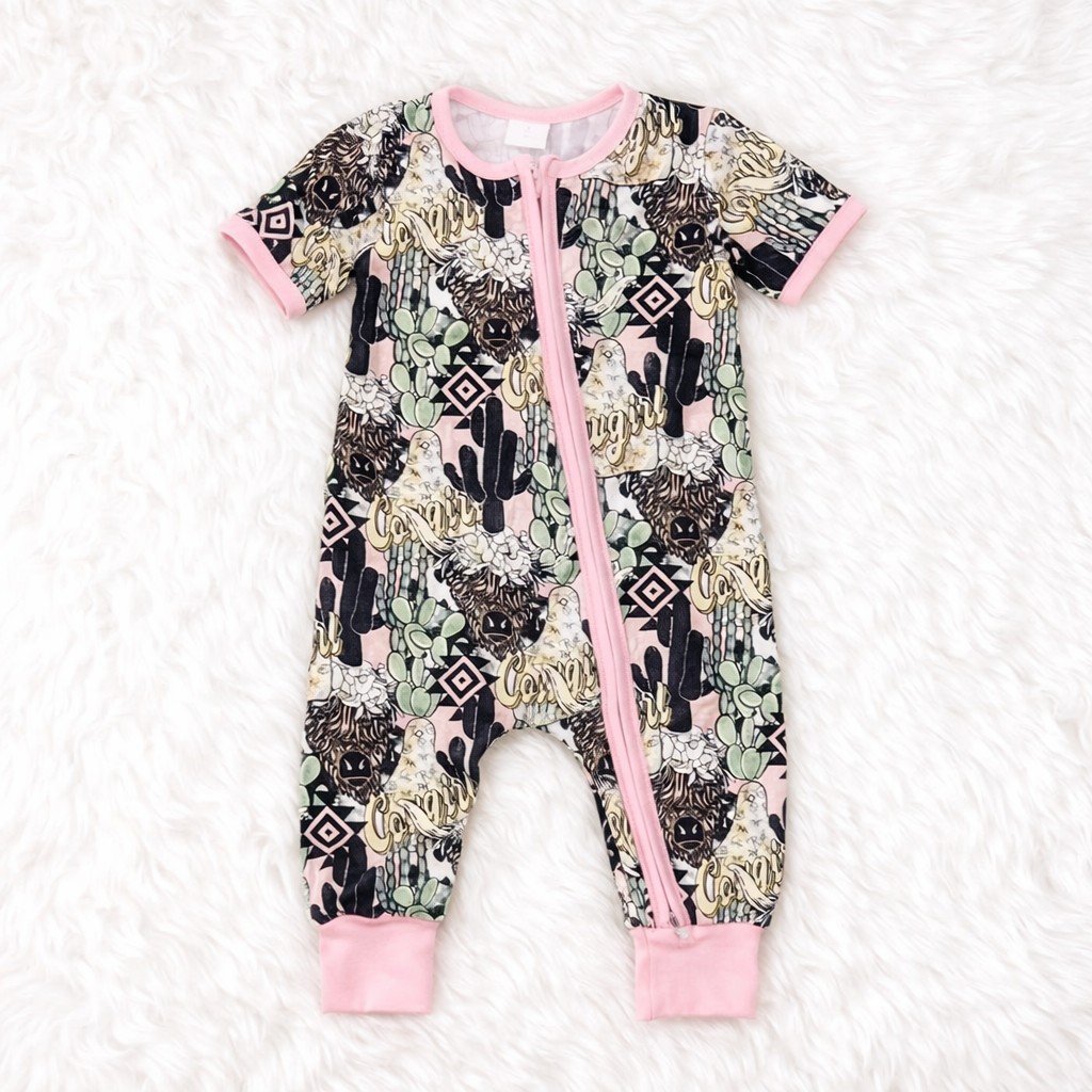 Pink Western Cowgirl Bamboo Onesie