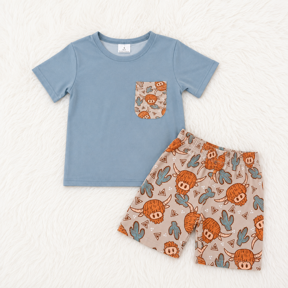 Blue Highland Short Set