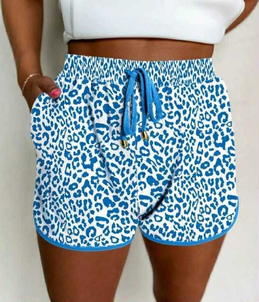 Blue Leopard Shorts