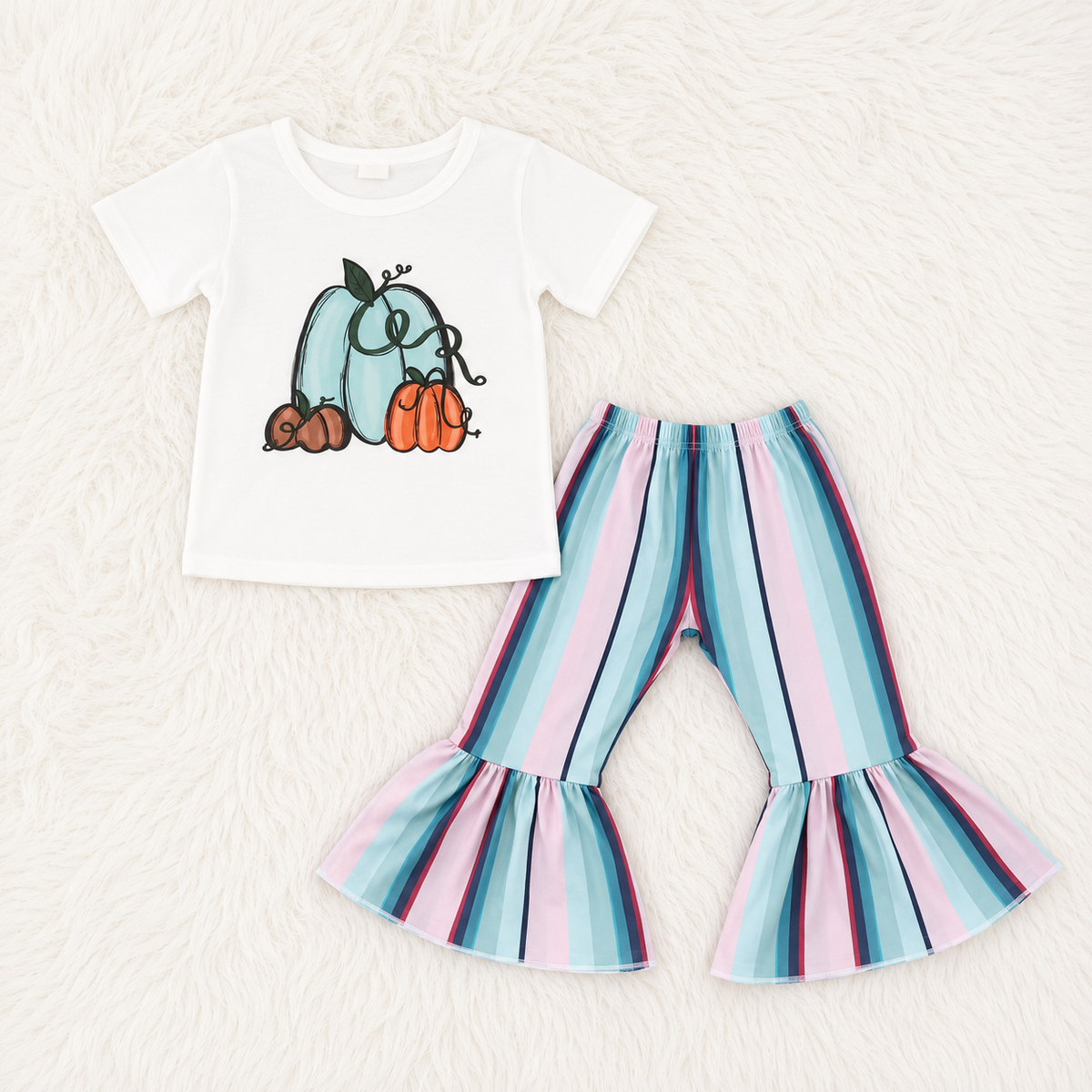 Pastel Striped Pumpkin Bell Set