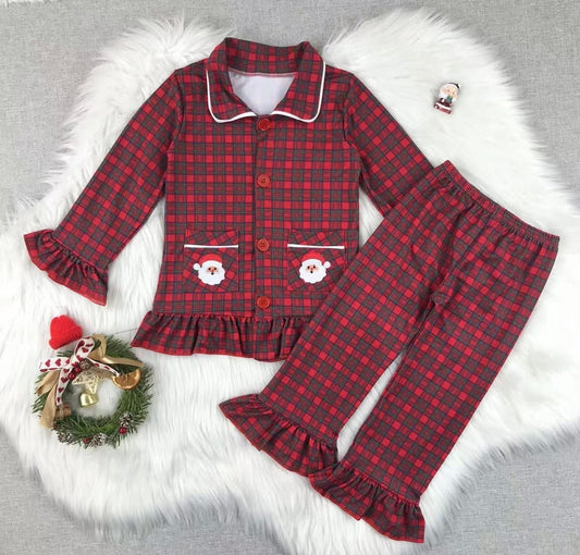 Plaid Ruffle Christmas PJ Set