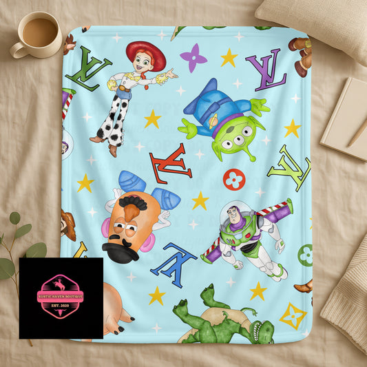 Space Cowboy & Friends Adventure Blanket | Colorful Cartoon Toy-Inspired Throw