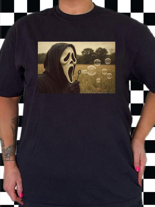 Ghostface Blowing Bubbles Graphic Tee | Horror Movie Inspired