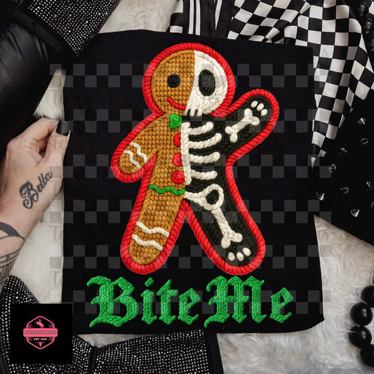 Bite Me Skeleton Gingerbread Tee & Sweatshirt