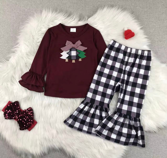 Black Plaid Christmas Tree Set