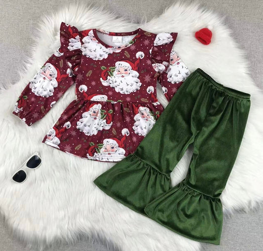 Green Velvet Santa Set