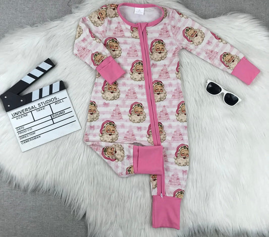 Pink Santa Bamboo Onesie
