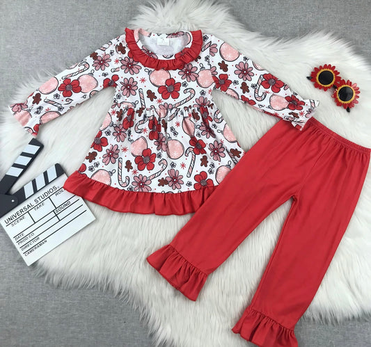 Red Christmas Pants Set