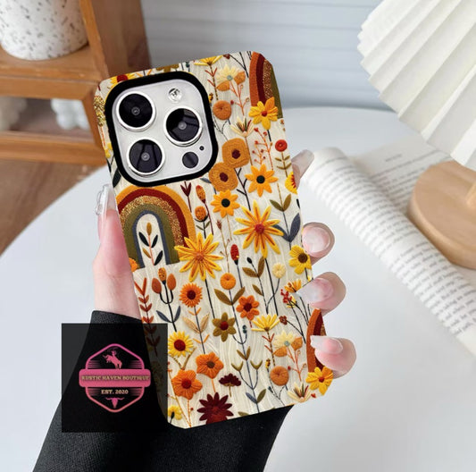 Stitched Yellow Floral Phone Case