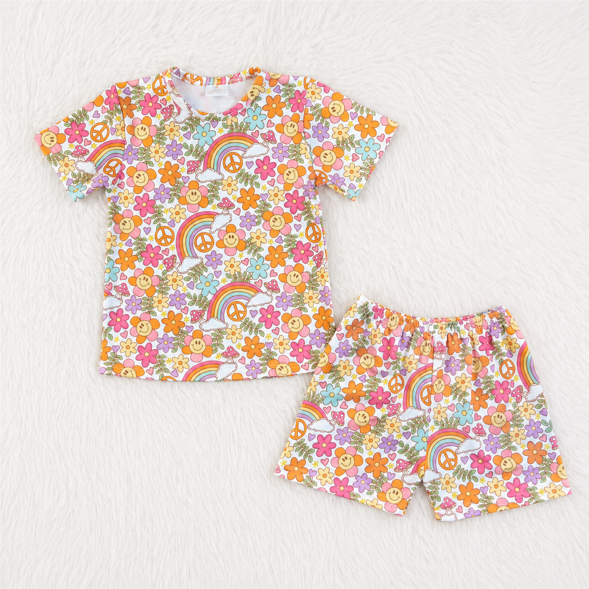 Retro Flower Short Set