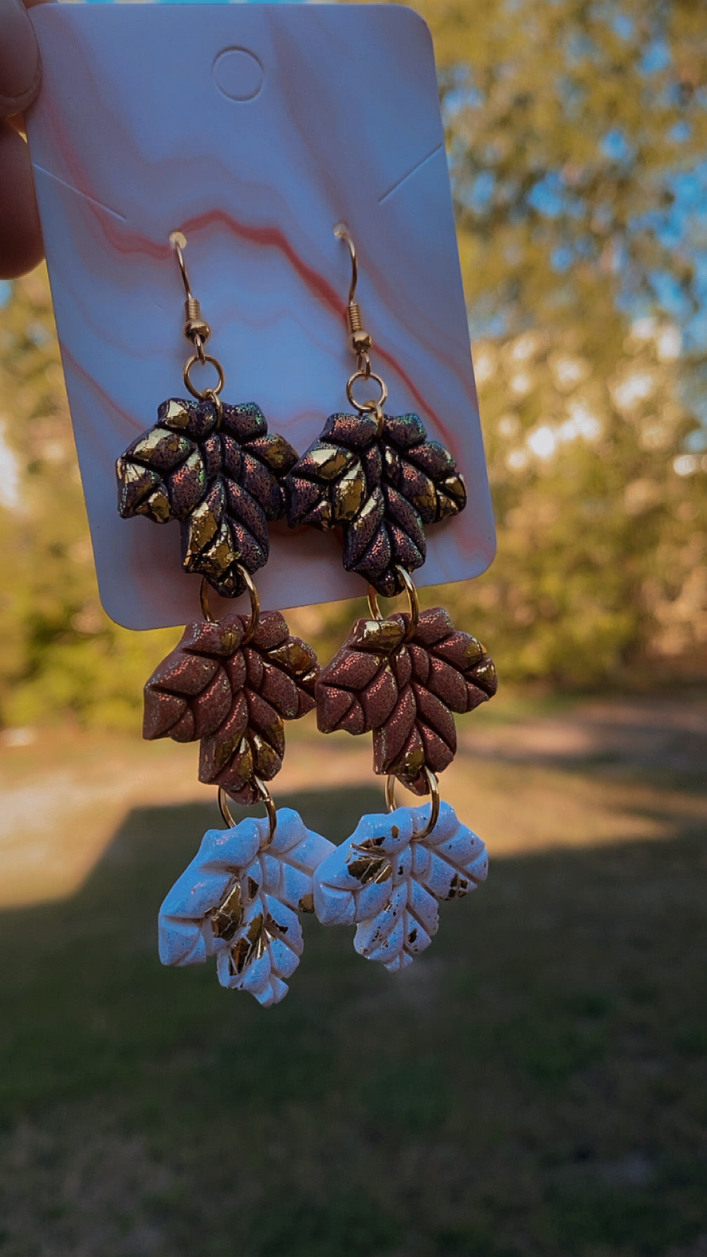 Clay Dangle Leaves Earrings