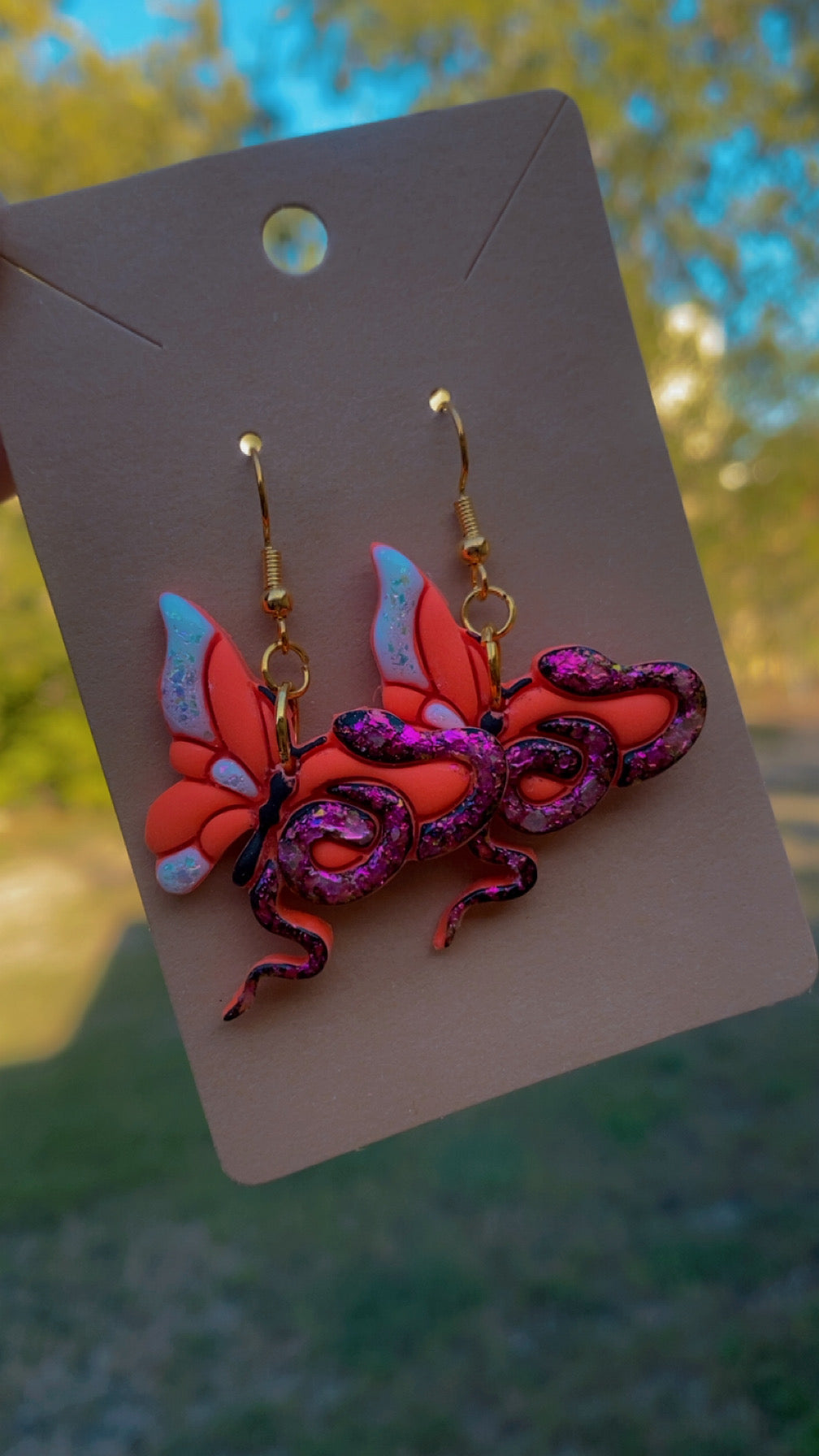 Clay Butterfly/Snake Earrings